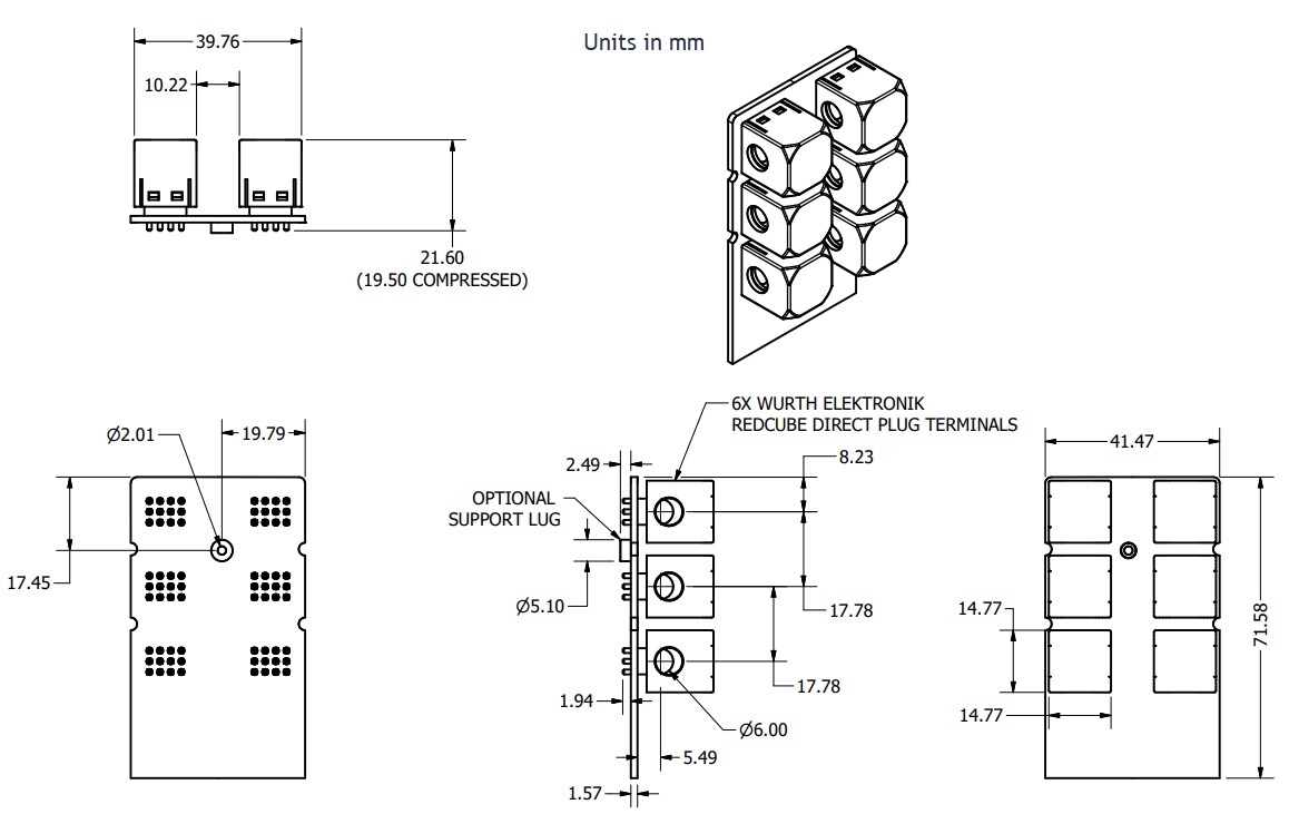 Mechanical Drawing - LoadSlammer 360A DC PTO Board Wide Connector (LSA-PTO-007)